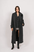Edith Herringbone Coat - Black