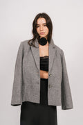 Mya Herringbone Blazer - Light Grey