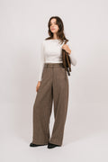 Zoe Herringbone Pant - Brown