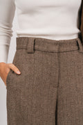 Zoe Herringbone Pant - Brown