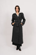 Edith Herringbone Coat - Black