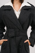 Edith Herringbone Coat - Black