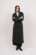 Edith Herringbone Coat - Black