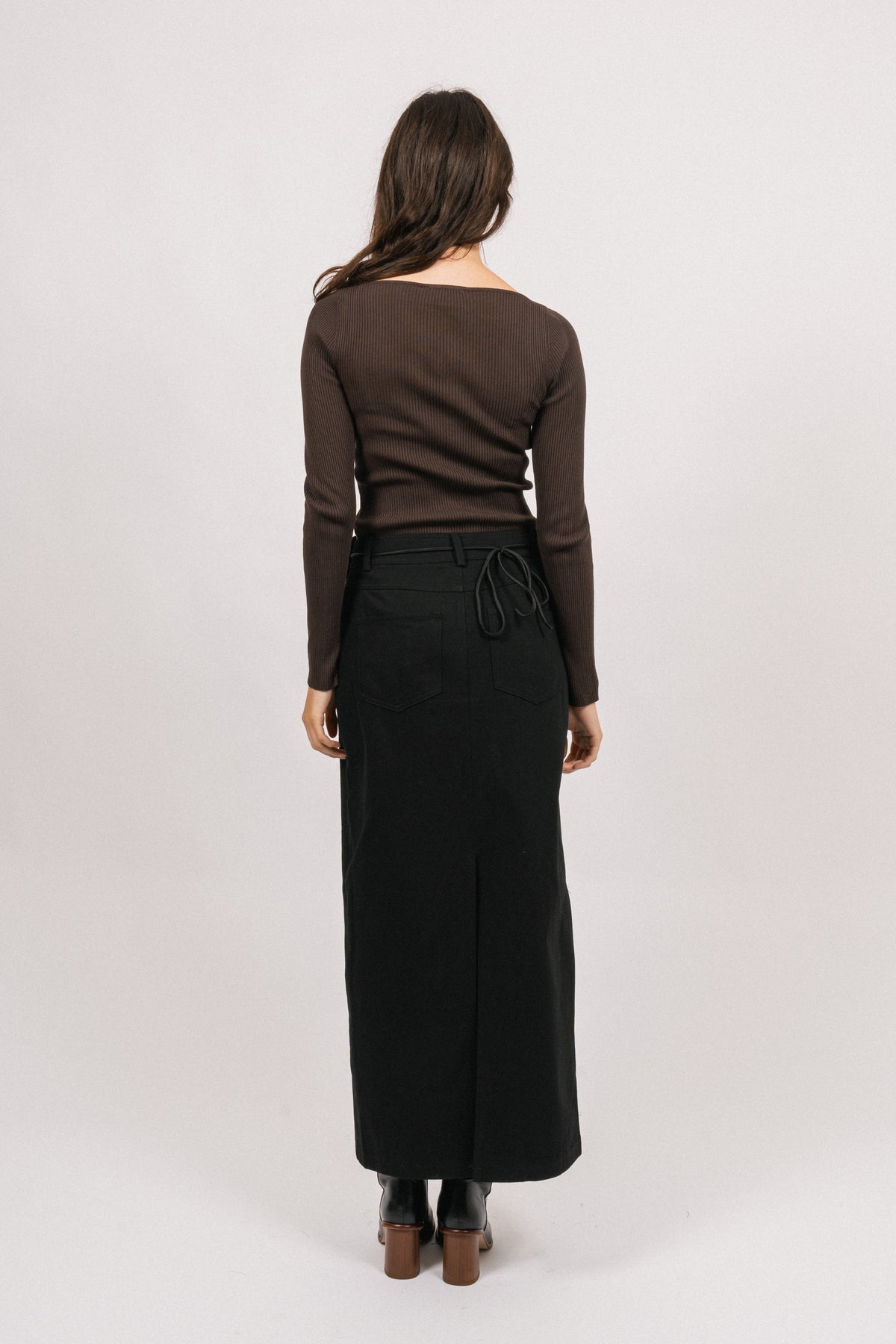 Corine Knit Ls Top - Brown