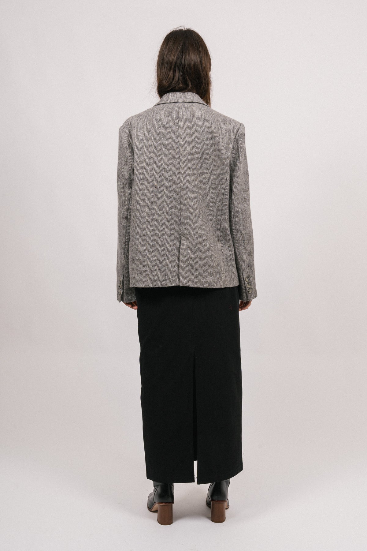 Mya Herringbone Blazer - Light Grey
