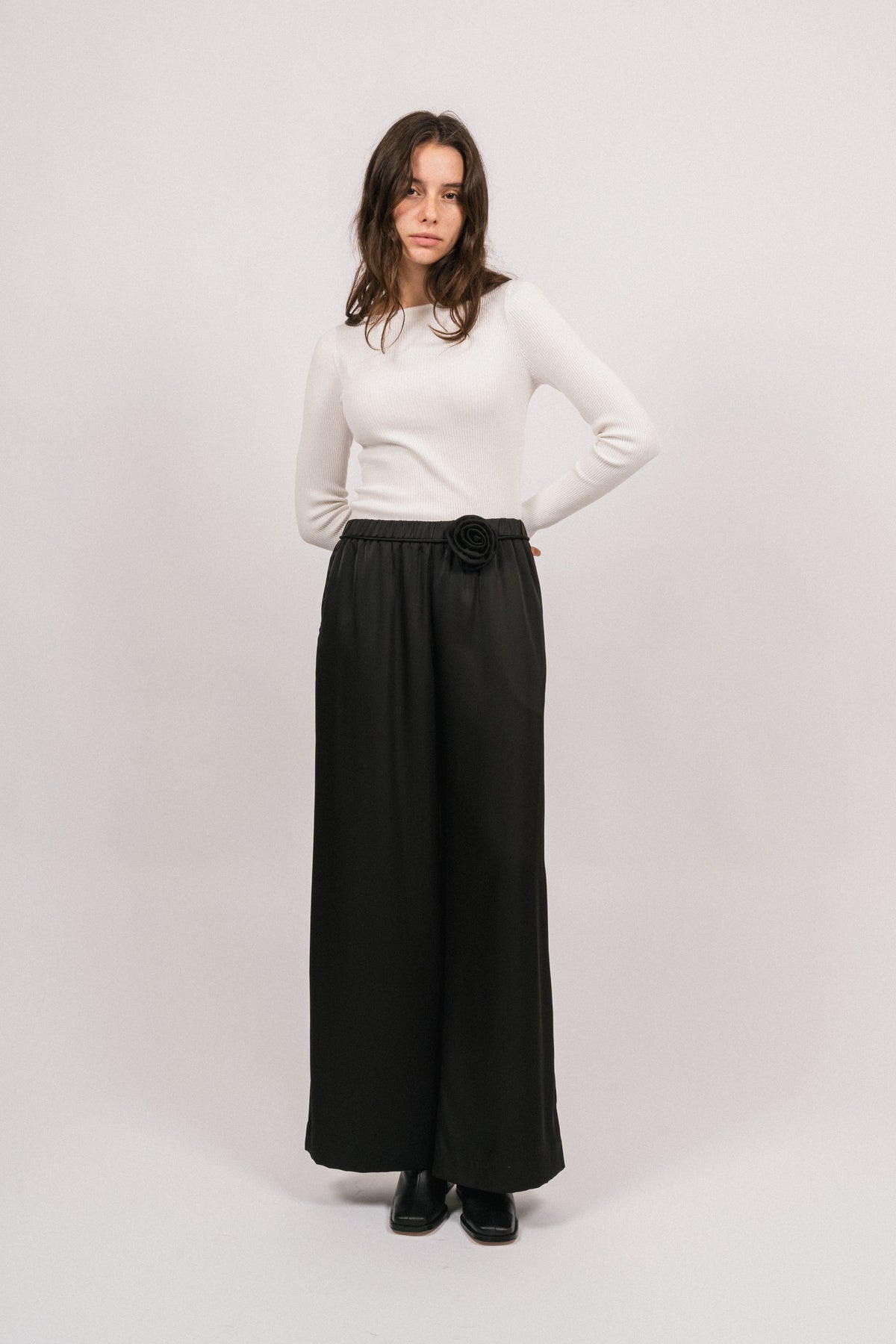 Luna Satin Pant - Black