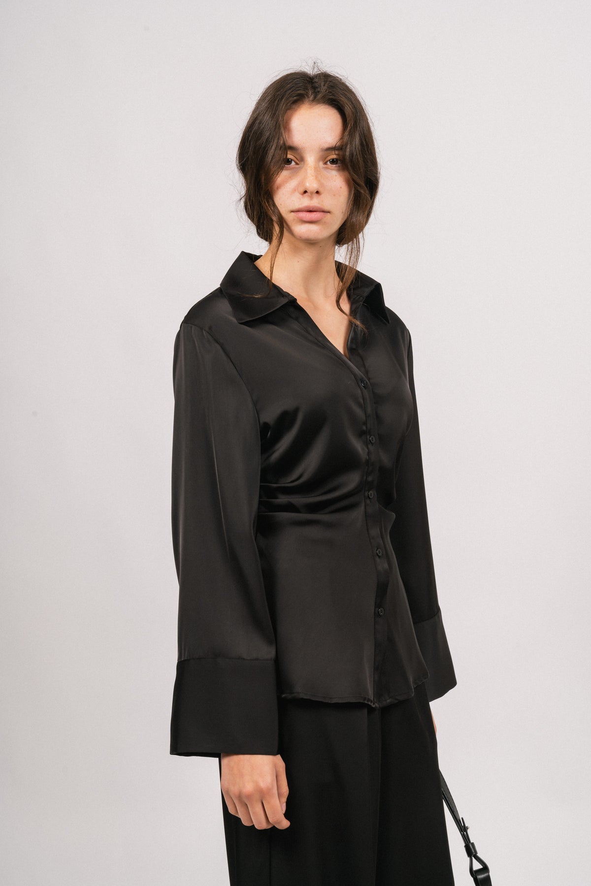 Lola Satin Shirt - Black