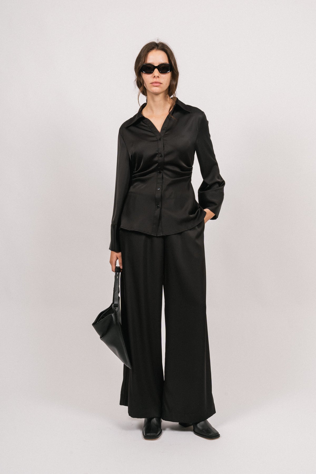 Lola Satin Shirt - Black