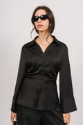 Lola Satin Shirt - Black