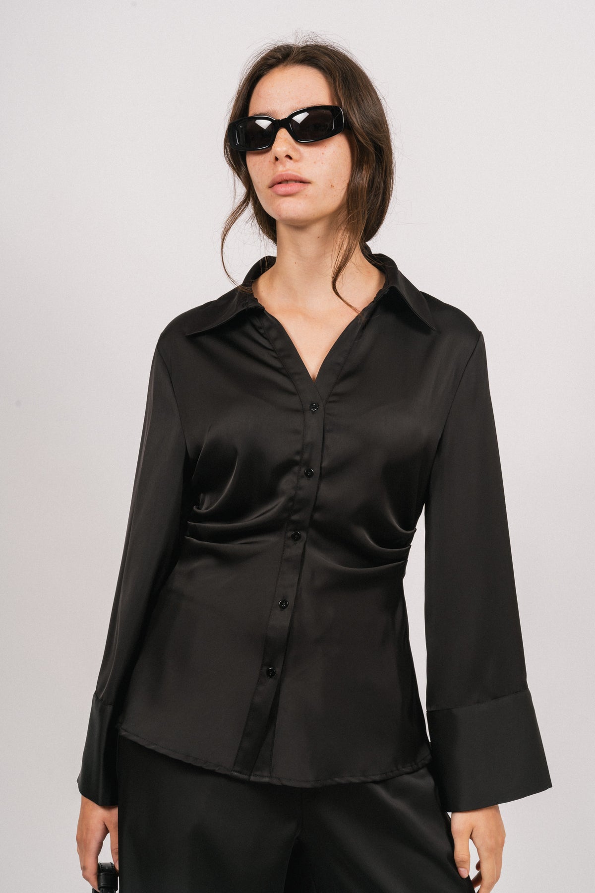 Lola Satin Shirt - Black