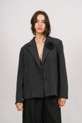 Mya Herringbone Blazer - Black