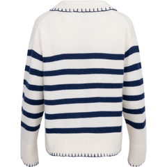 Athena - Ivory Navy Stripe