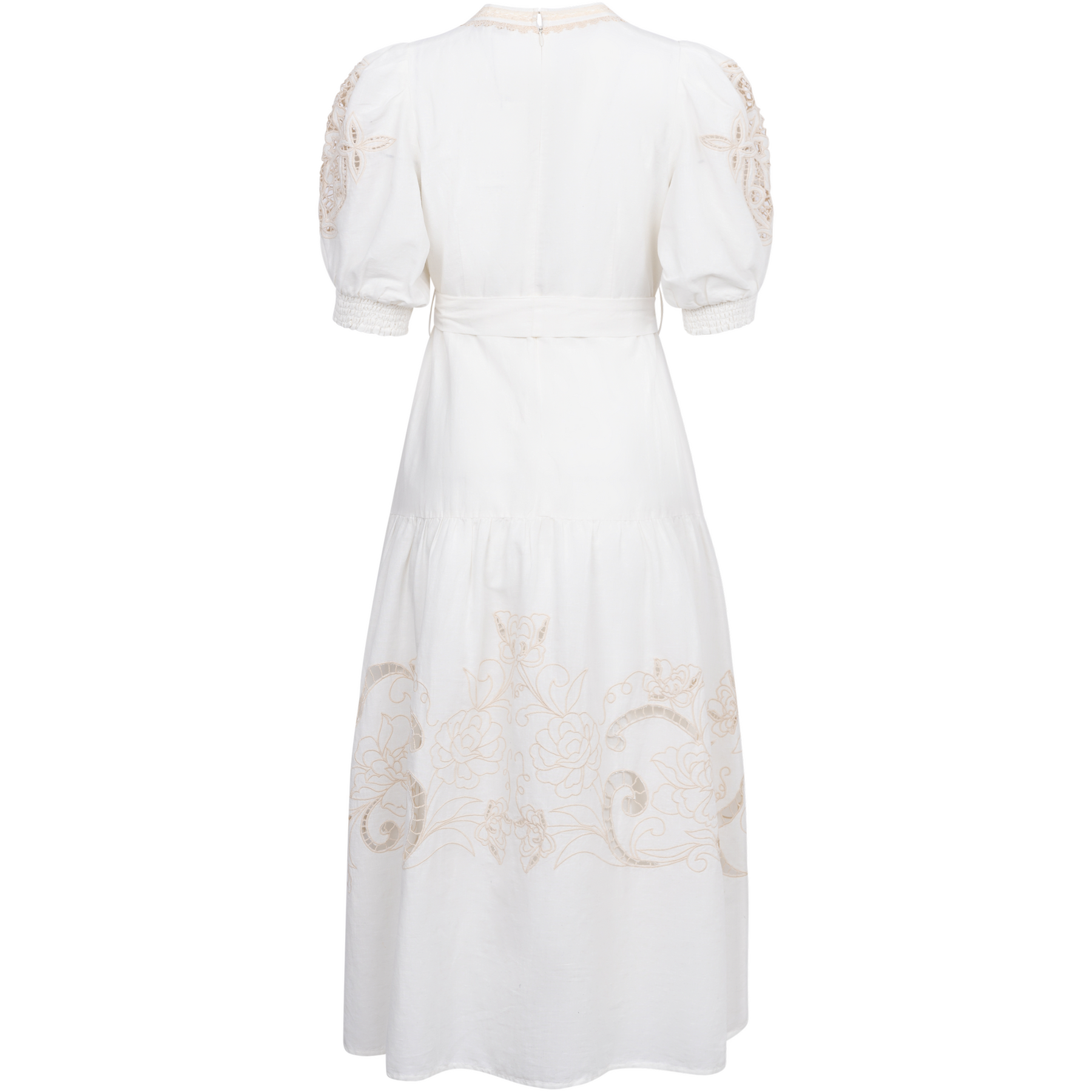Ruth Long Dress W Embrodery - Ivory