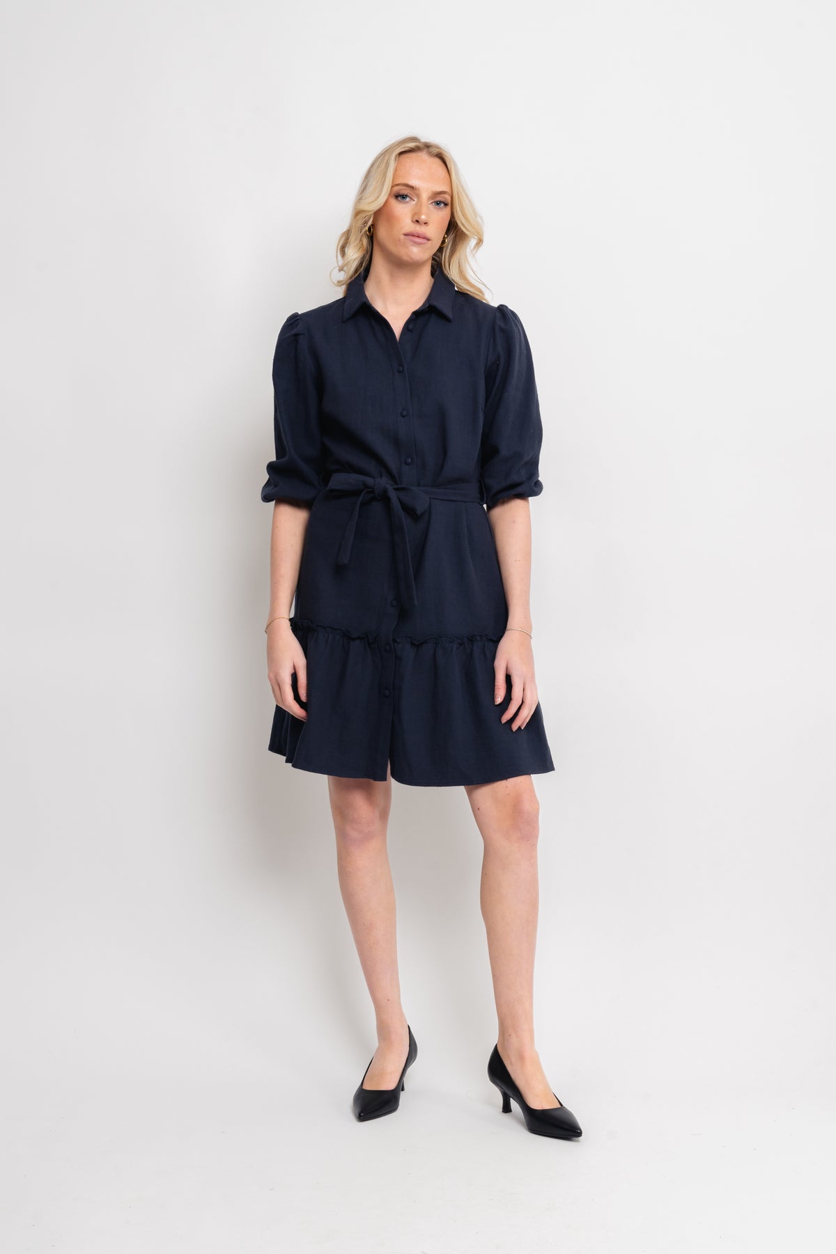 Linen Dress - Navy