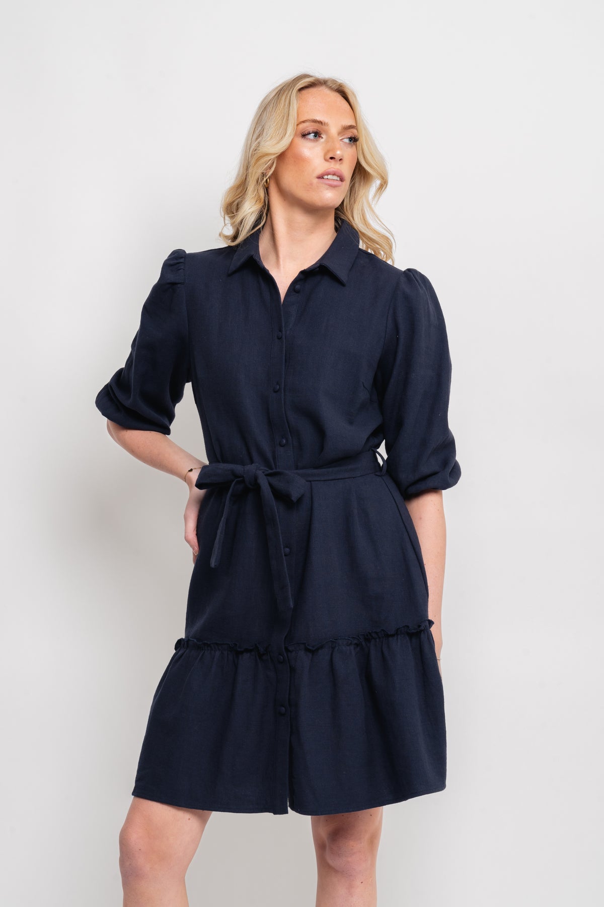 Linen Dress - Navy