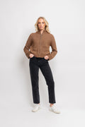 Sia Ras Ls Knit Zipper Cardigan - Coca Mocha Melange