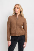 Sia Ras Ls Knit Zipper Cardigan - Coca Mocha Melange