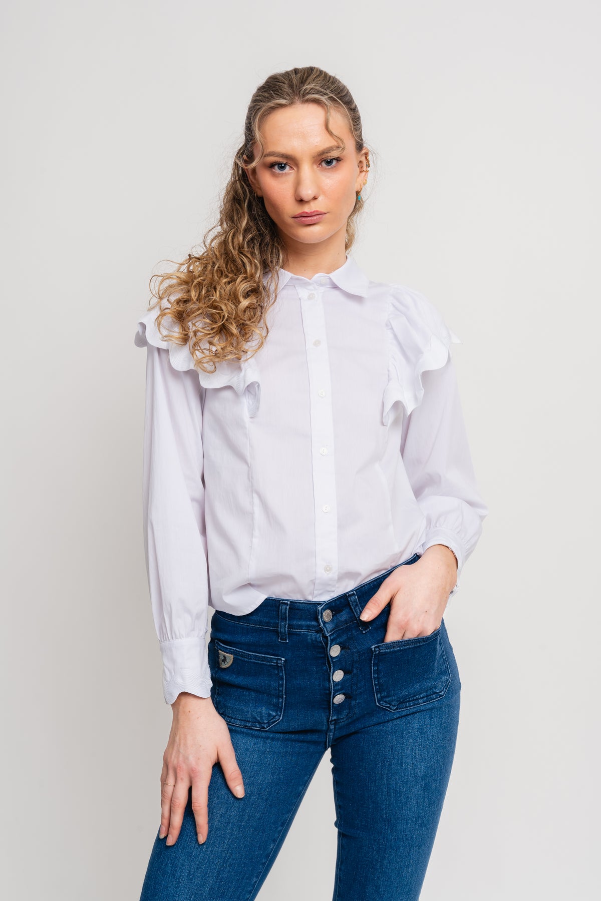 EllieCC Frill Shirt - White