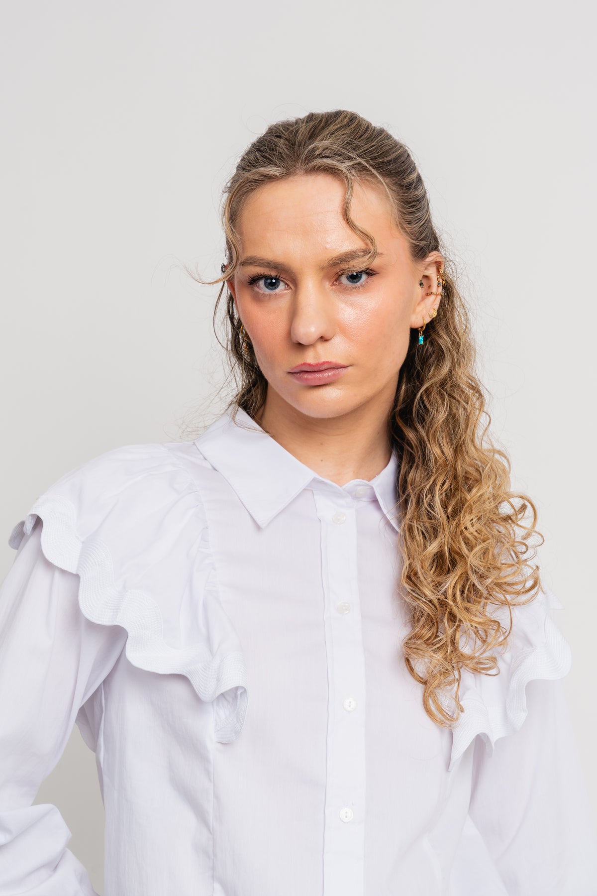EllieCC Frill Shirt - White