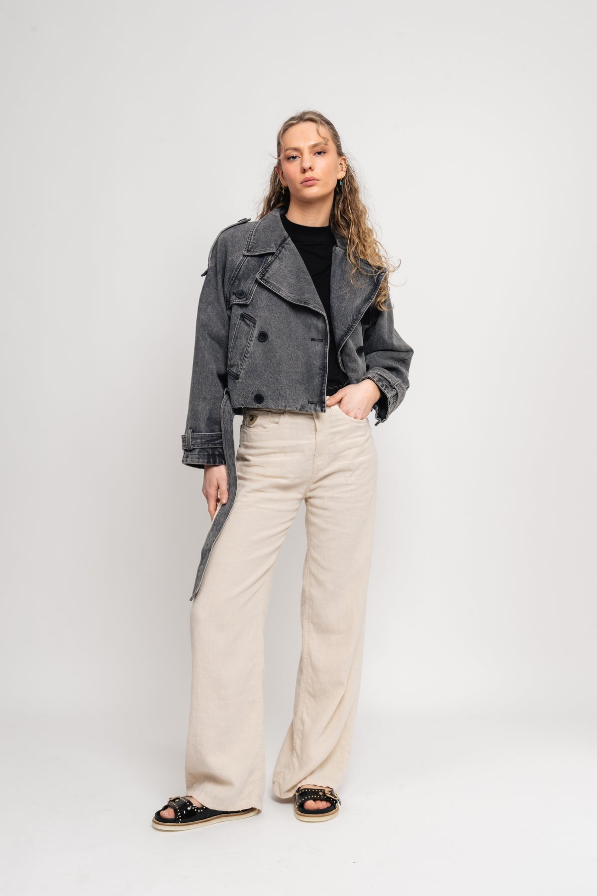 Bobby Denim Trench Jacket - Black