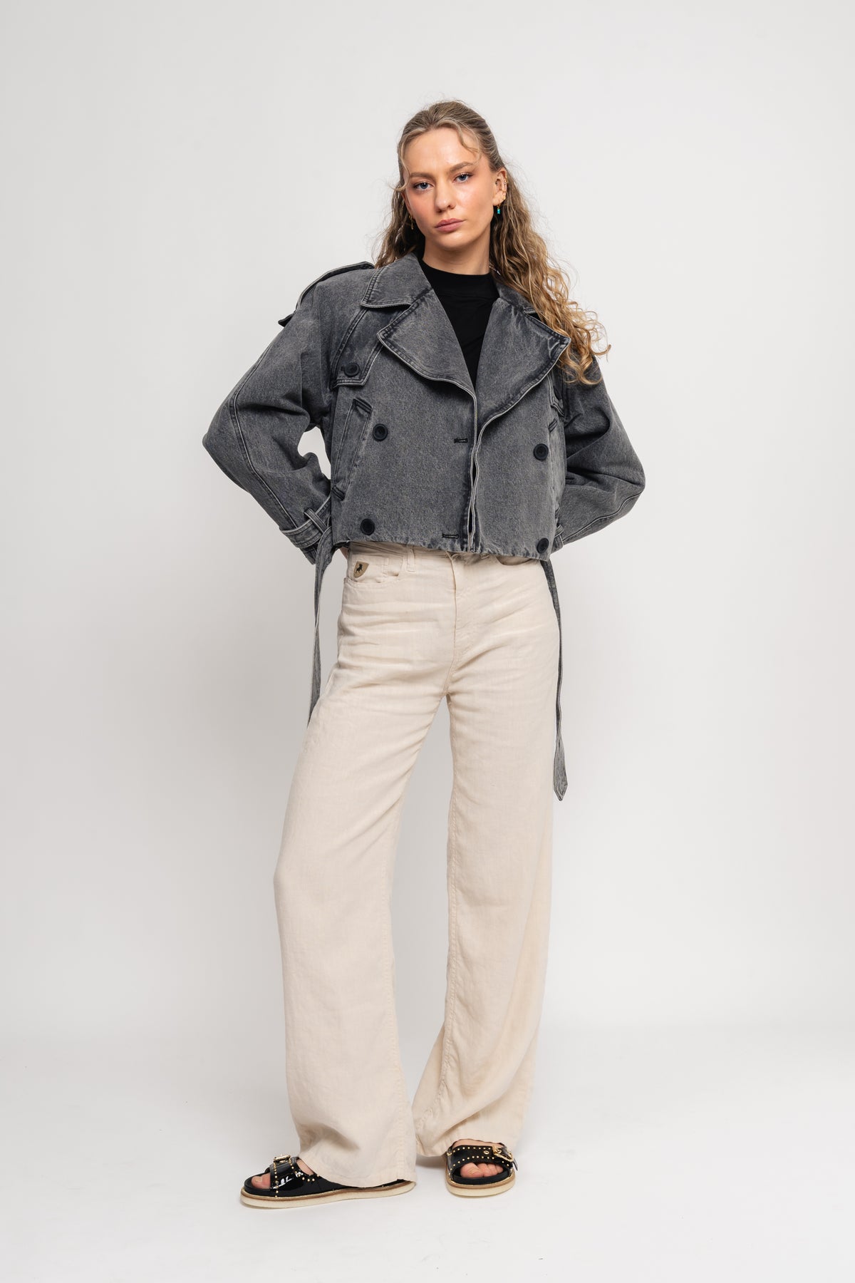 Bobby Denim Trench Jacket - Black