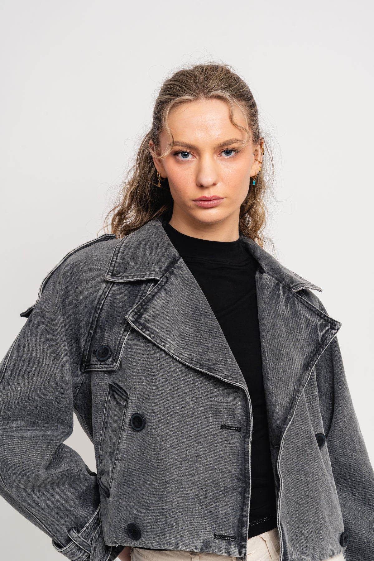 Bobby Denim Trench Jacket - Black
