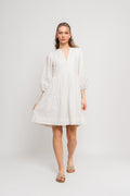 Hillie 3/4 Short Linen Dress B - Snow White