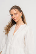 Hillie 3/4 Short Linen Dress B - Snow White