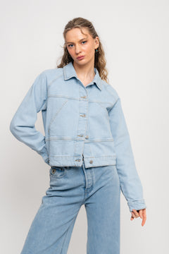 Hazel Ls Denim Jacket - Light Blue Denim