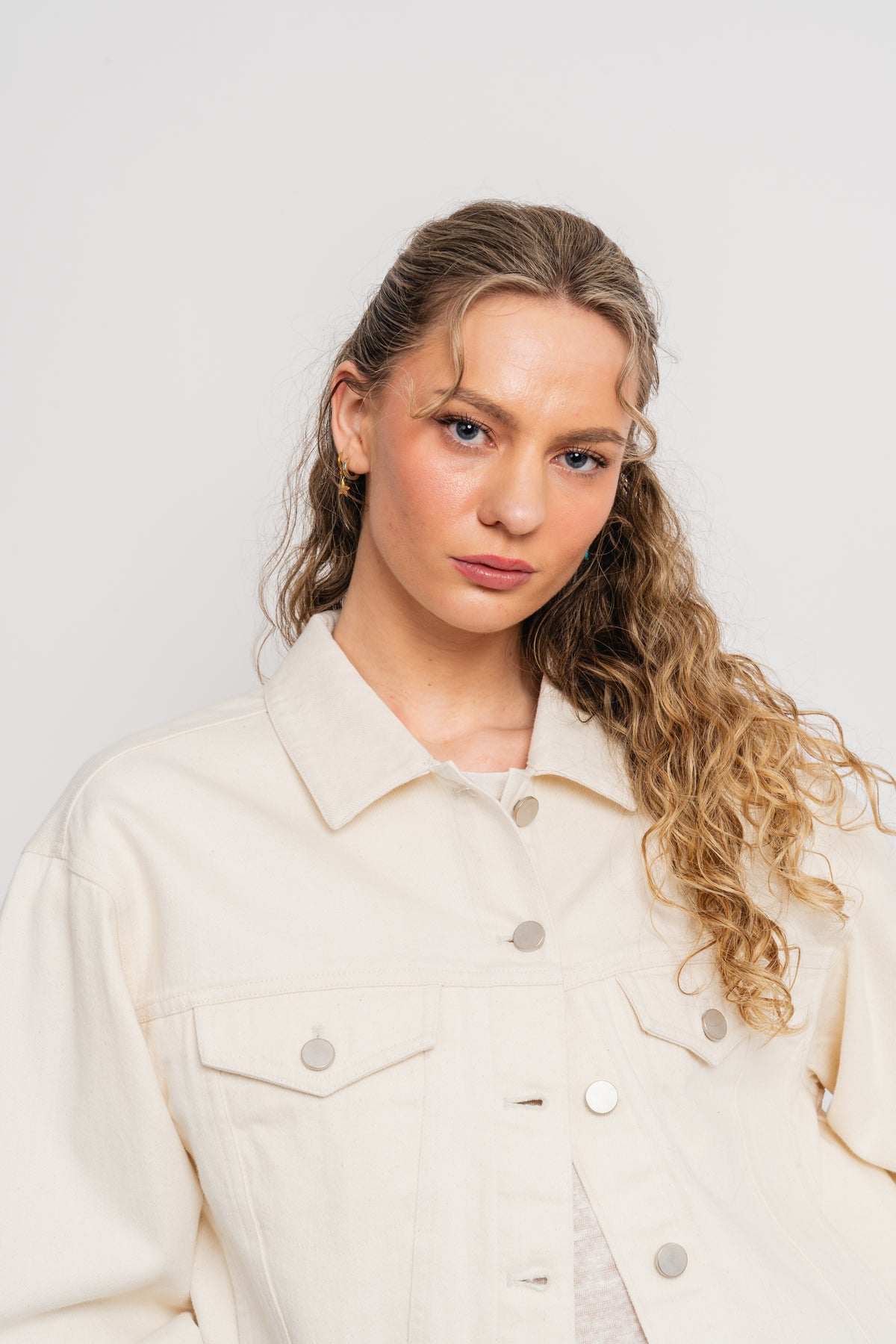 Oversized Denim Jacket - Ecru