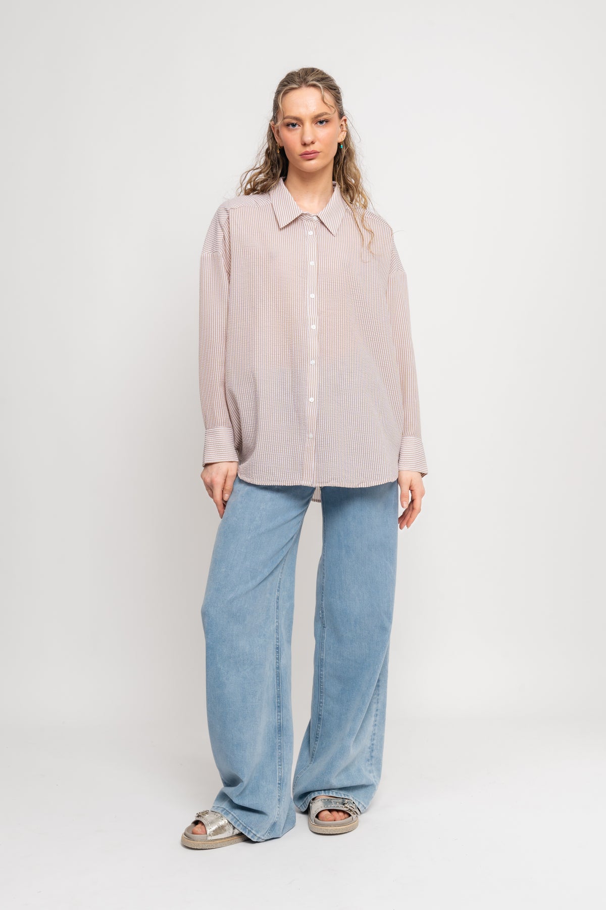 Sonja Shirt - Sand/White