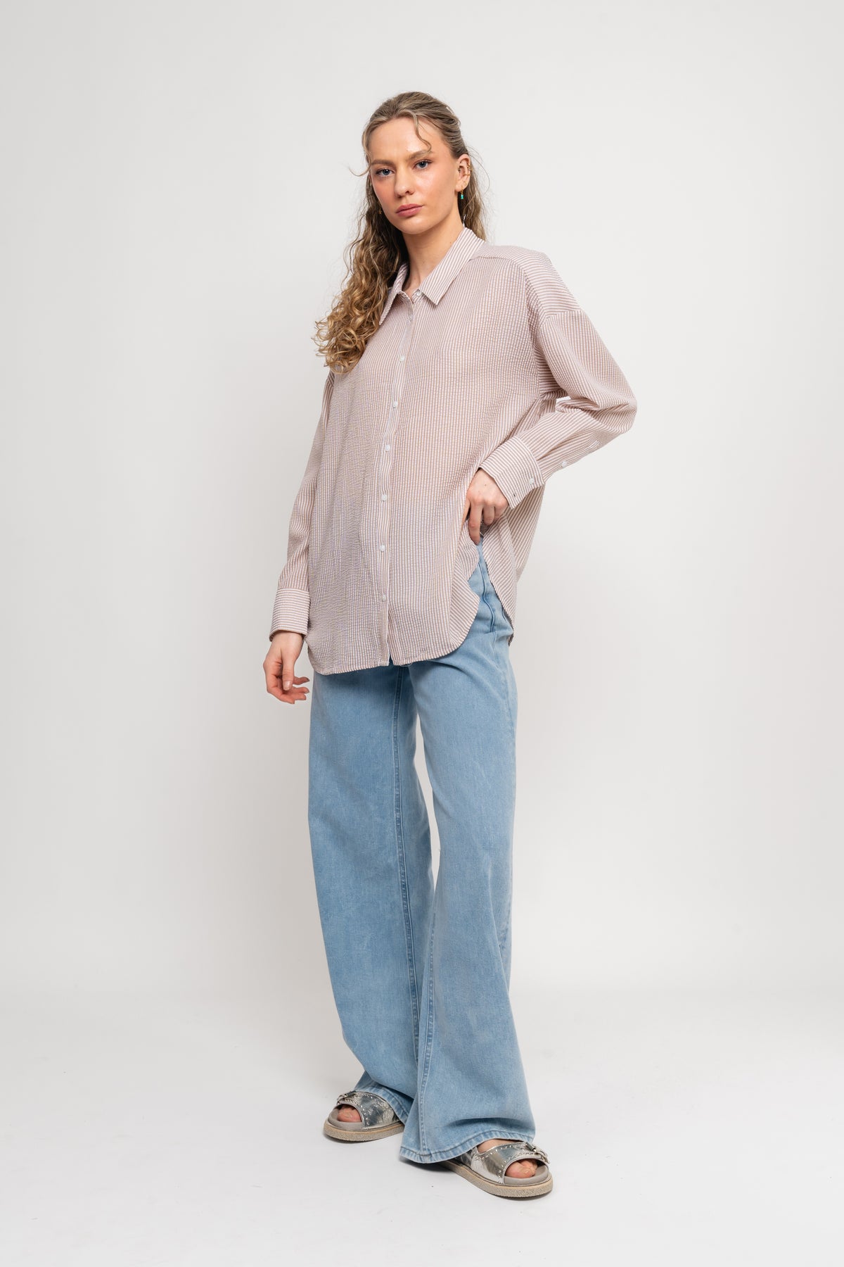 Sonja Shirt - Sand/White