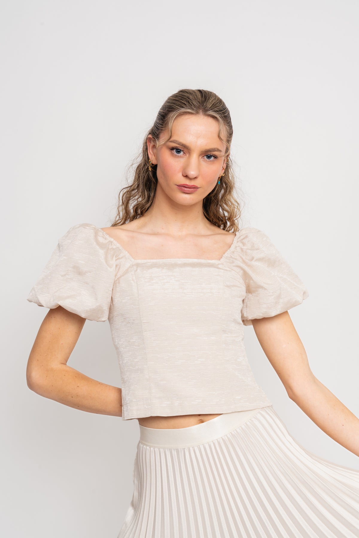 Firmina 2/4 On Off Shoulder Top B - Sandshell