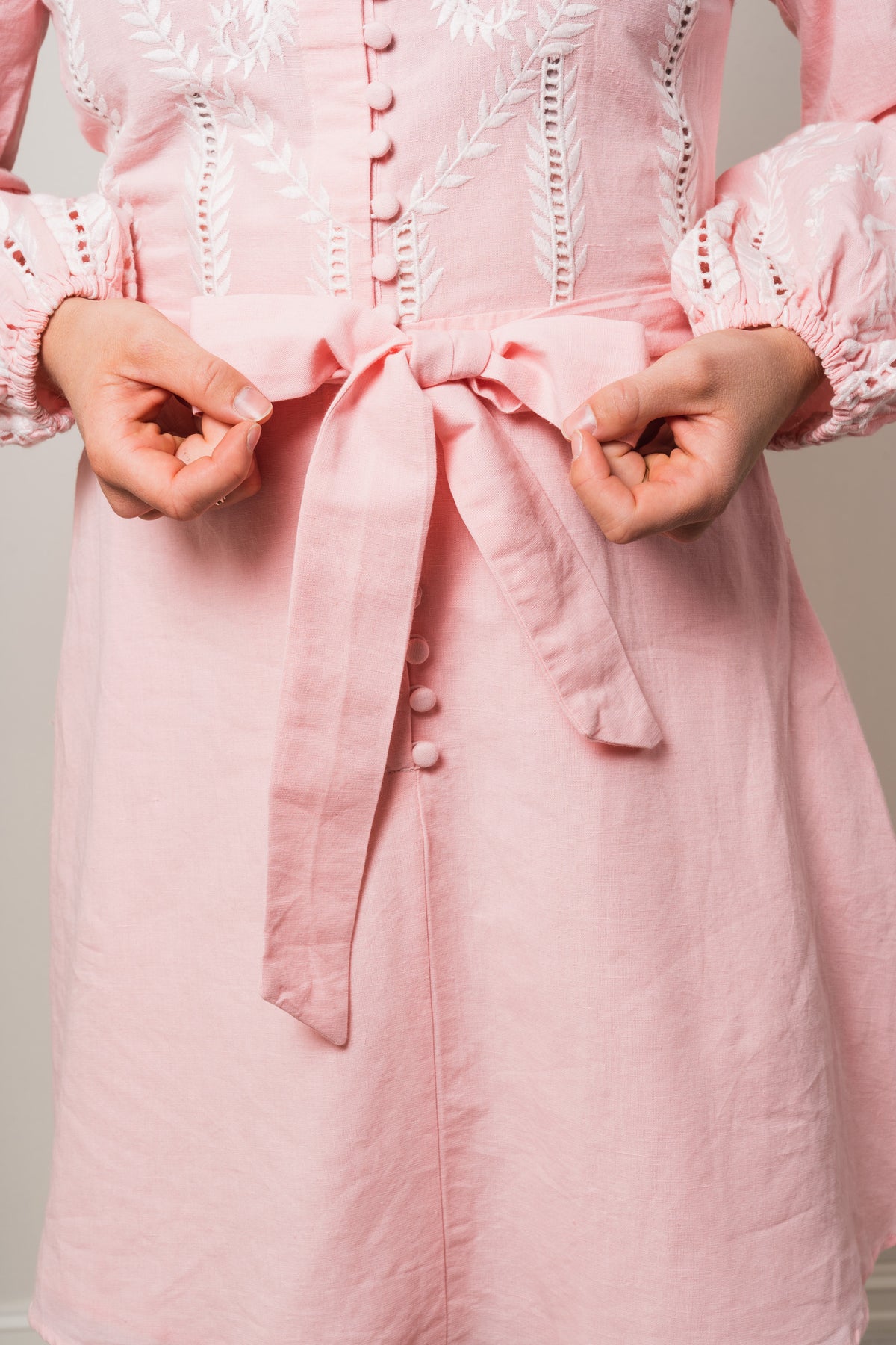 Berta Dress - Light Pink With Embroidery
