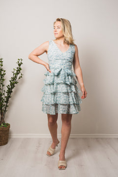 Angel Mini Dress - Green Flowers