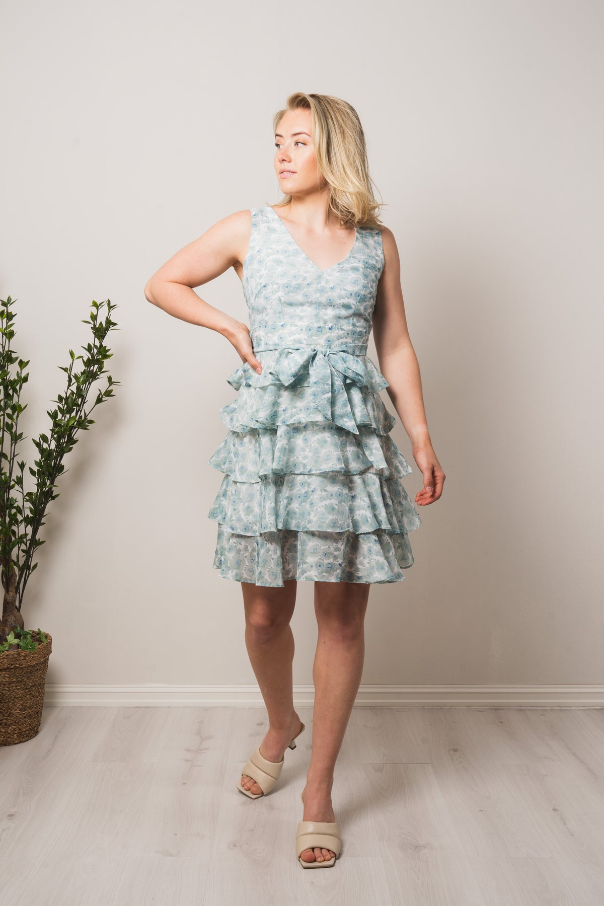 Angel Mini Dress - Green Flowers