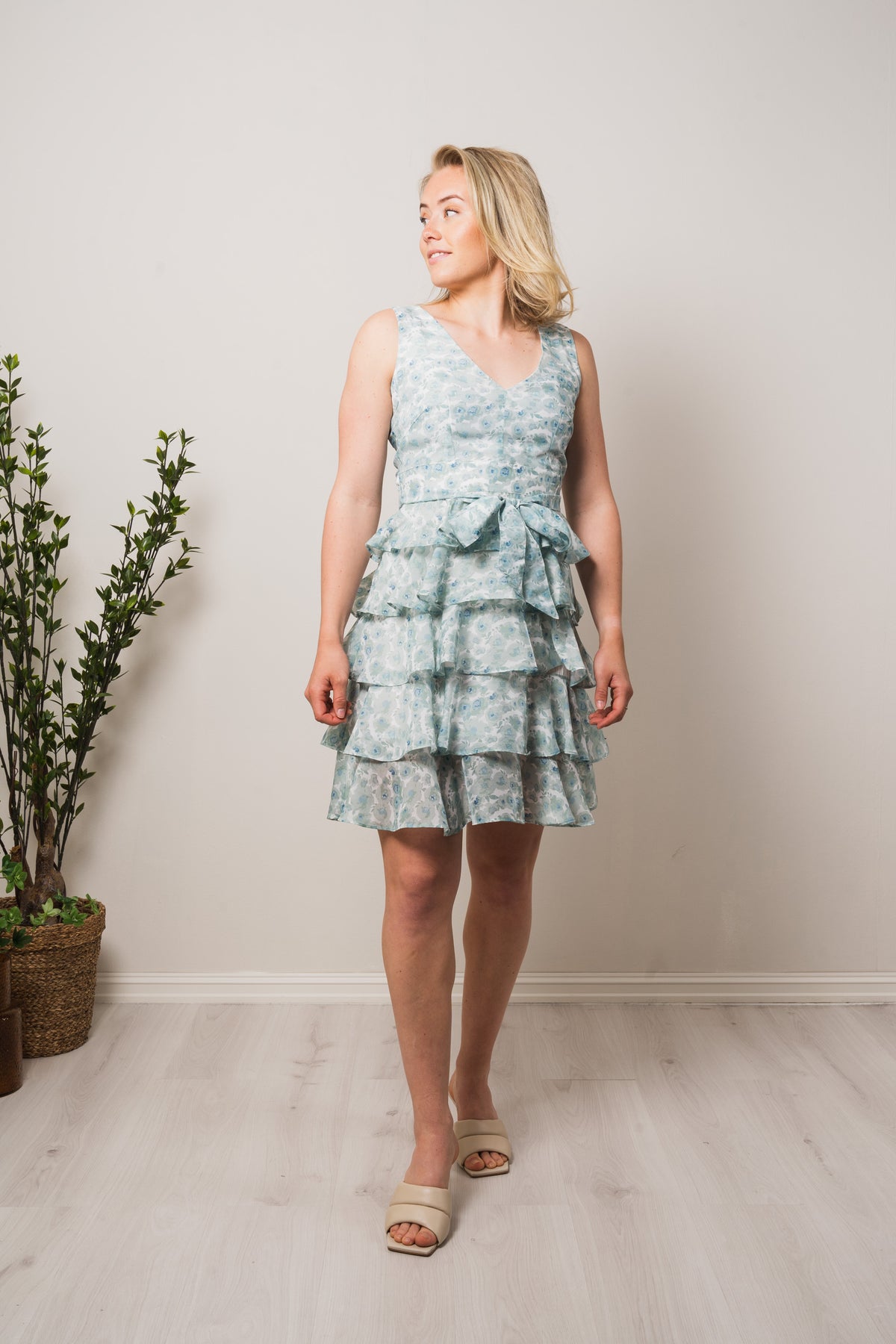 Angel Mini Dress - Green Flowers