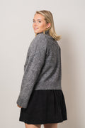 Sia Ls Knit Zipper Cardigan - Medium Grey Melange
