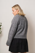 Sia Ls Knit Zipper Cardigan - Medium Grey Melange