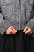 Sia Ls Knit Zipper Cardigan - Medium Grey Melange