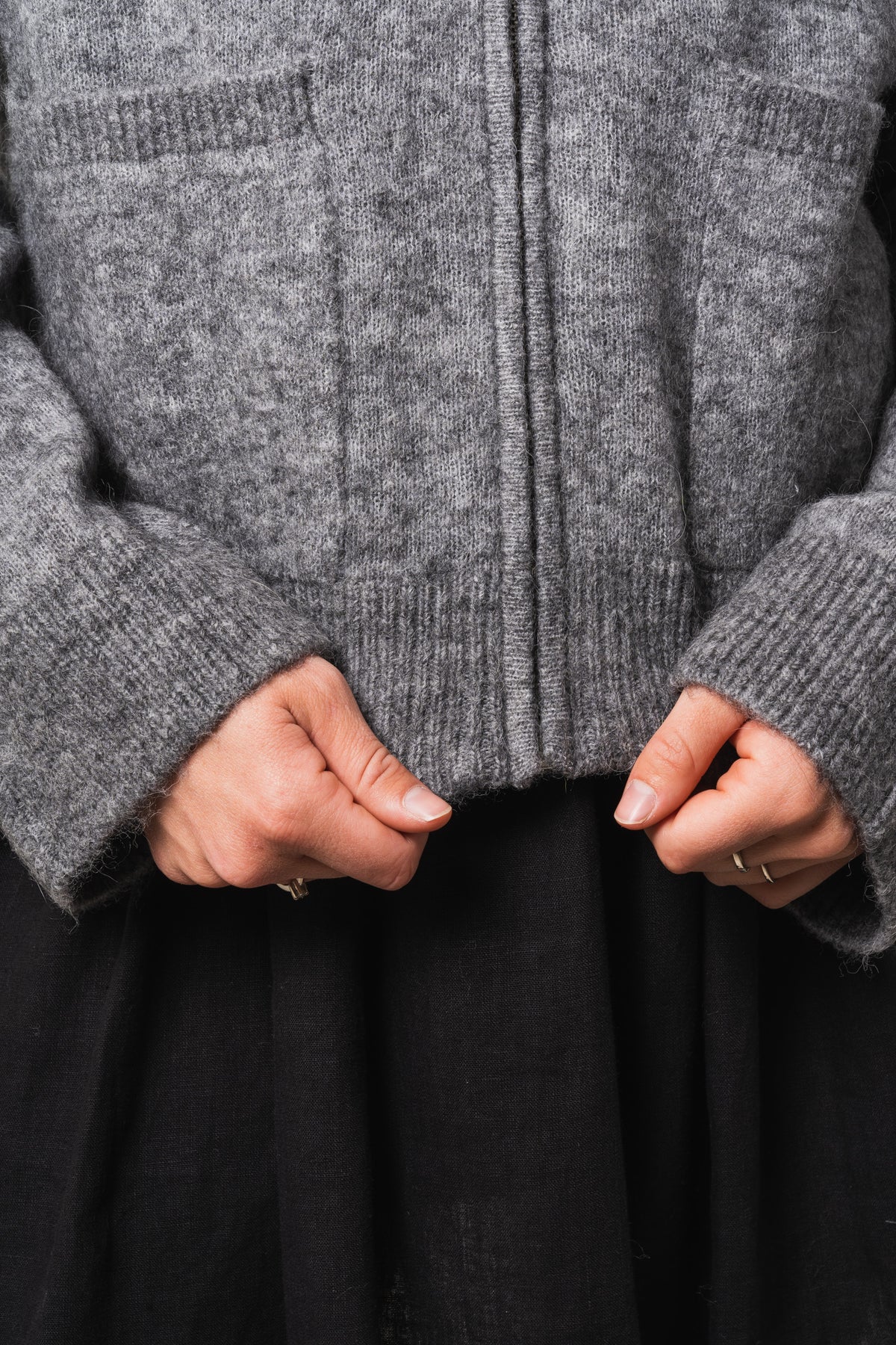 Sia Ls Knit Zipper Cardigan - Medium Grey Melange