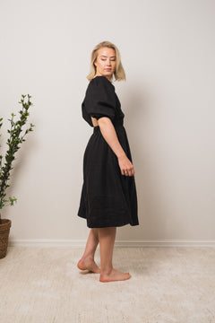 Rebecca Linen Dress - Black