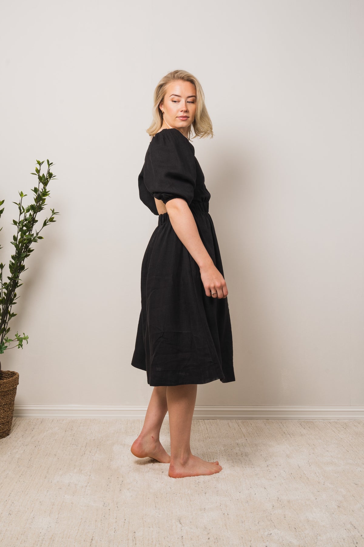 Rebecca Linen Dress - Black