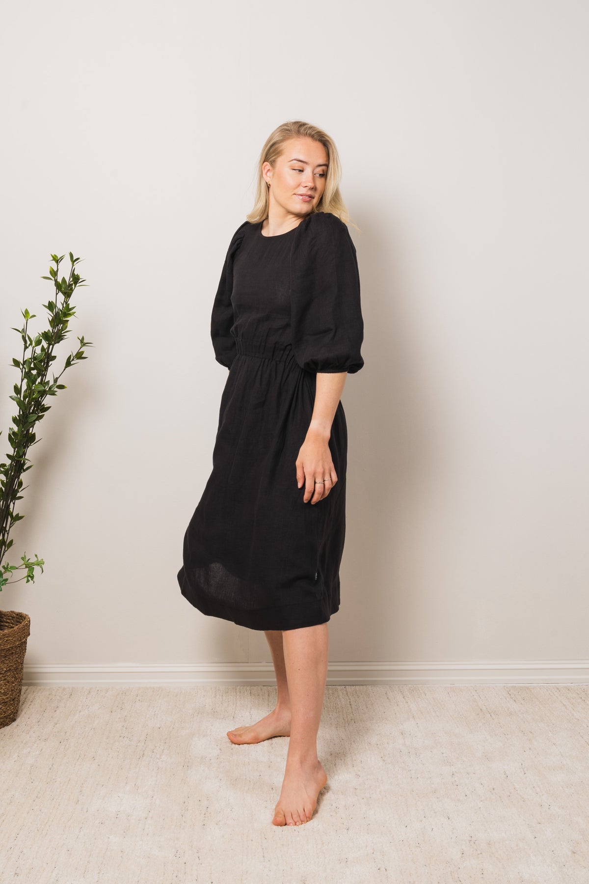Rebecca Linen Dress - Black
