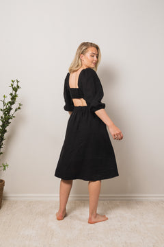 Rebecca Linen Dress - Black