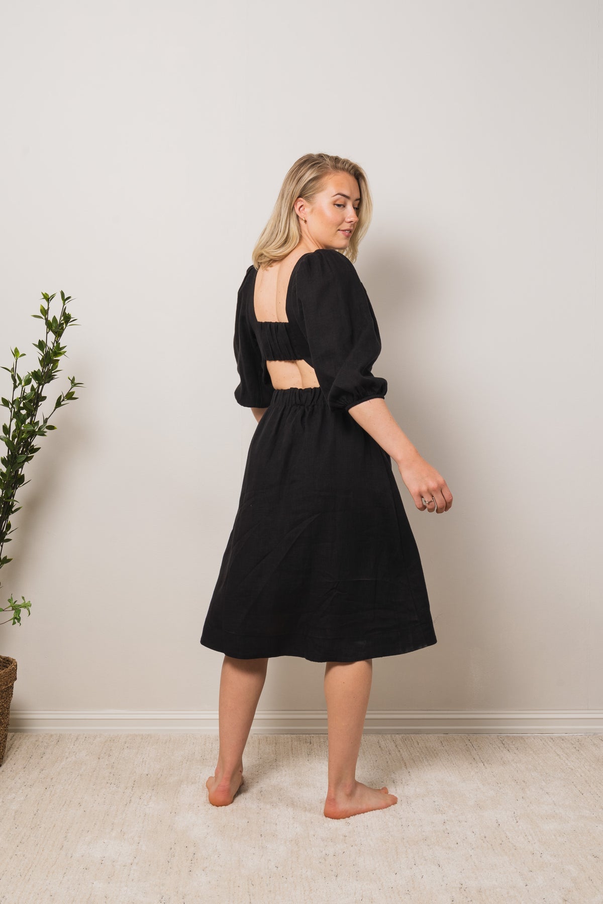 Rebecca Linen Dress - Black