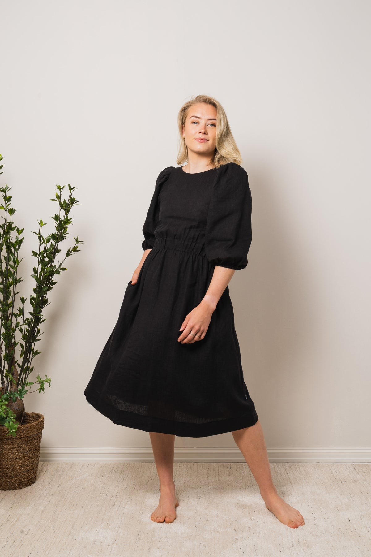 Rebecca Linen Dress - Black