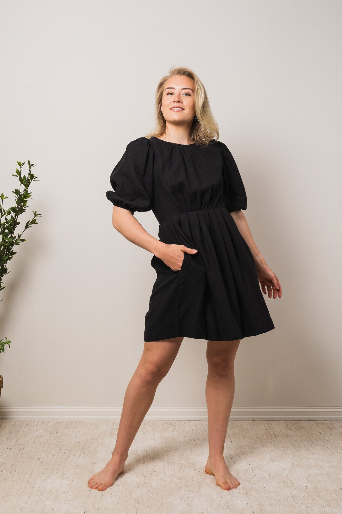 Eli Linen Dress - Black