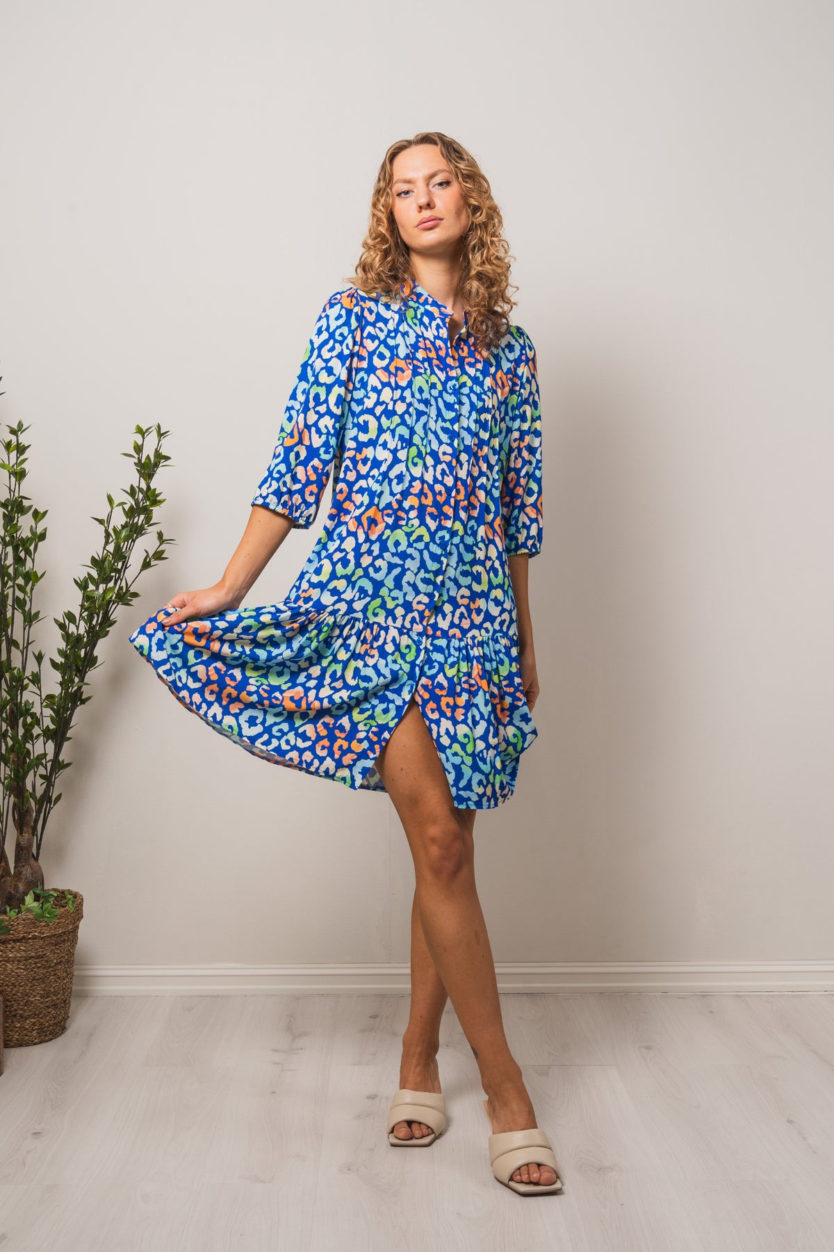 Imogene Sh. Dress - Blue Leo