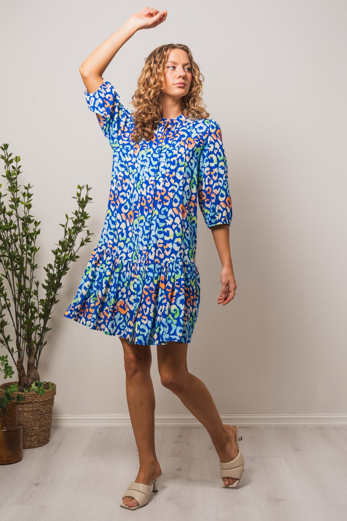 Imogene Sh. Dress - Blue Leo